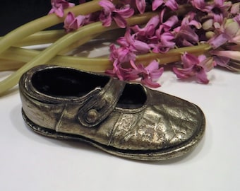 Vintage Bronzed Baby Shoe: Mid-Century Nursery Decor