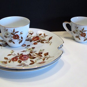 Ensemble d&#39;assiettes à déjeuner et de tasses à thé florales en porcelaine tendre