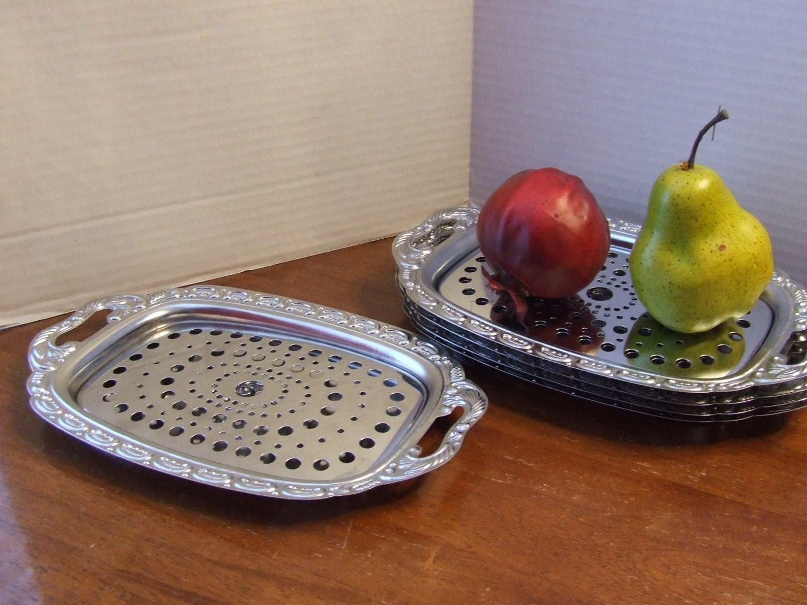 Vintage Metal Snack Tray Individual Serving Trays Stainless Etsy