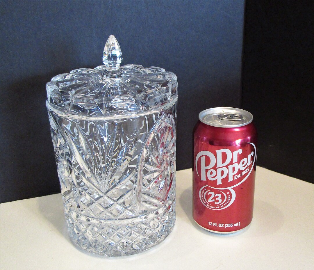 Crystal Biscuit Jar Extra Large, Brilliant Crystal Cracker Jar With Lid