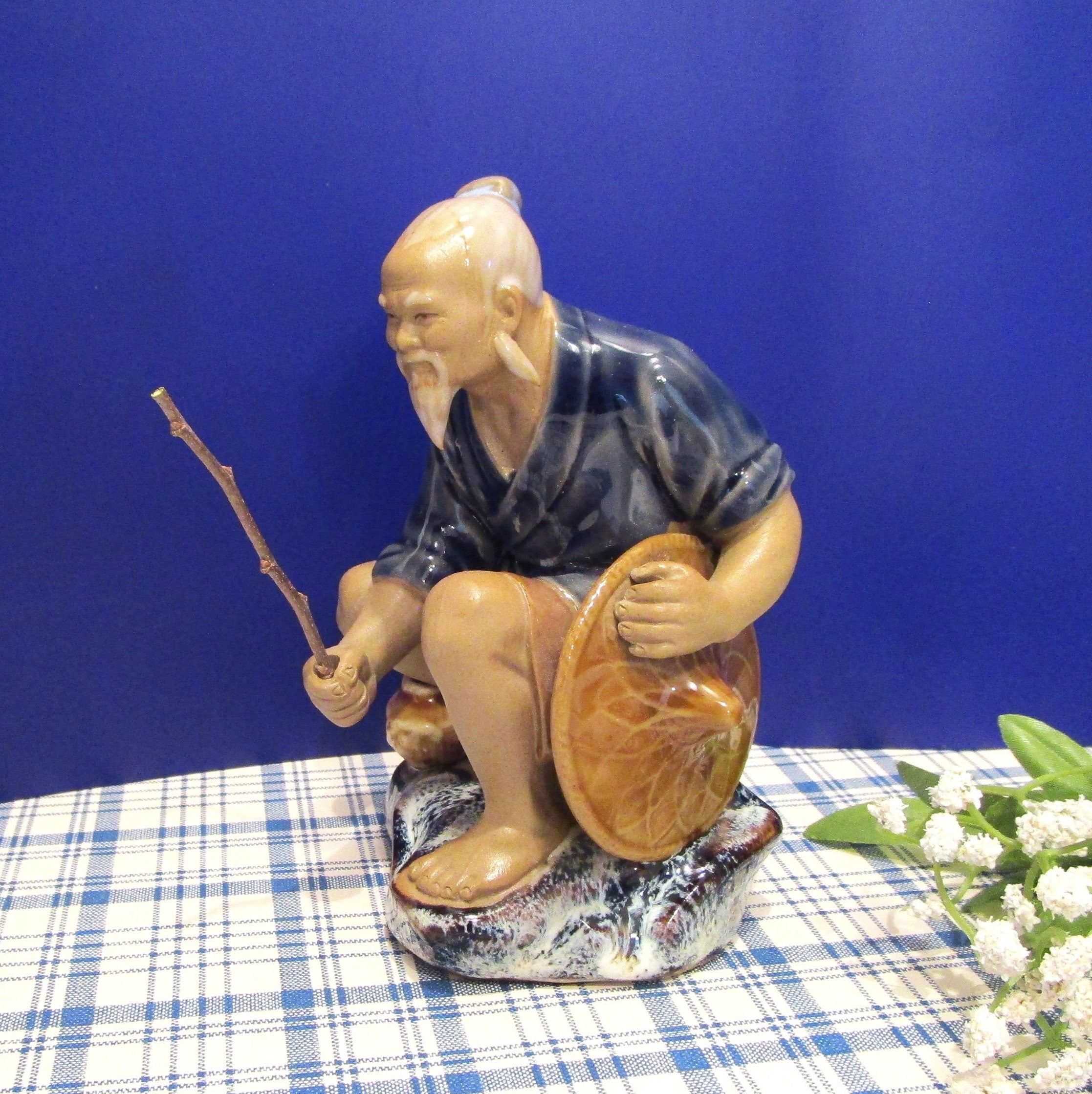 Chinese Mudman Figurine With Fishing Pole (No. 145)