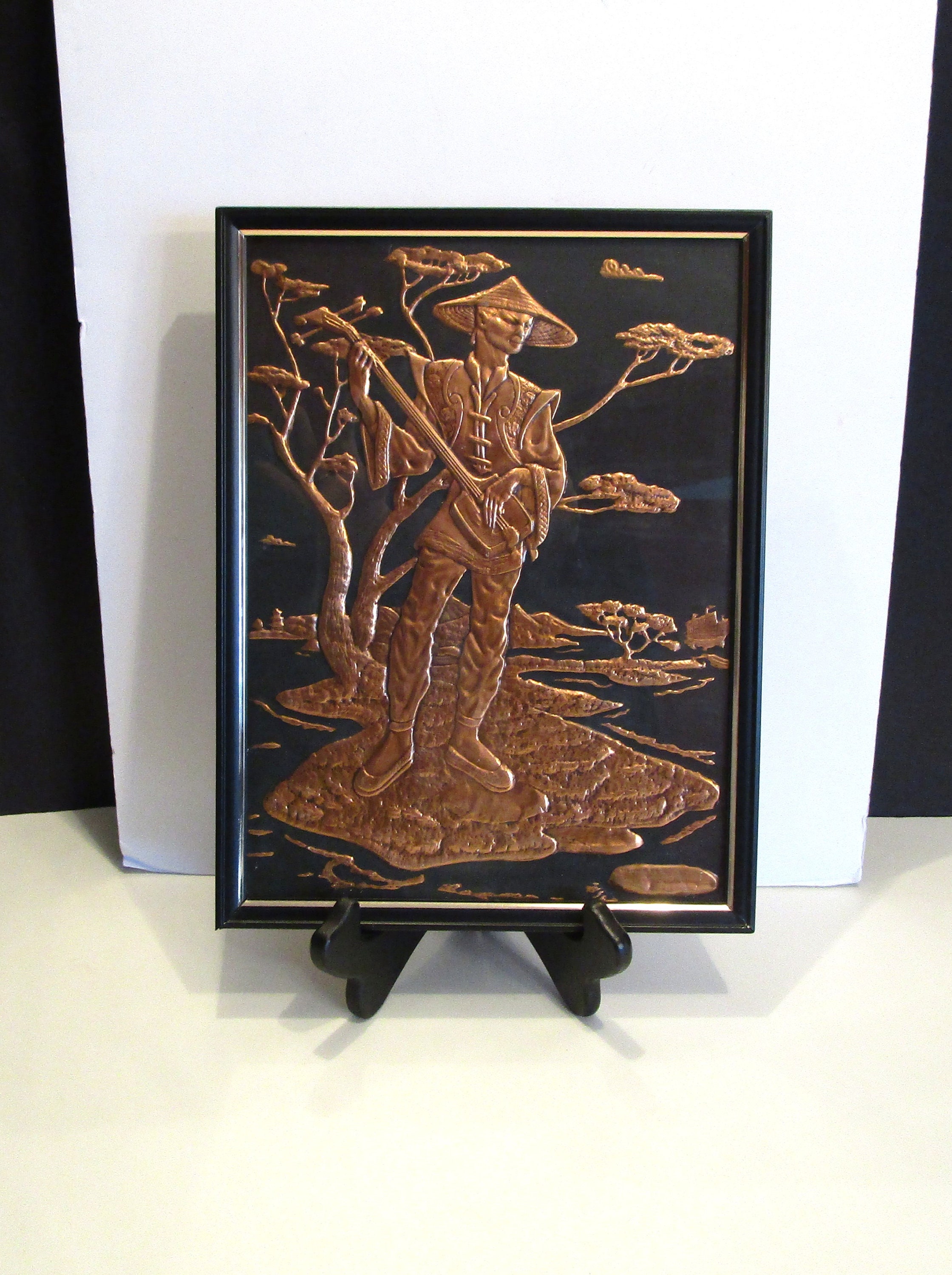 1950s MCM Copper Embossed Oriental Man Wall Art - Etsy