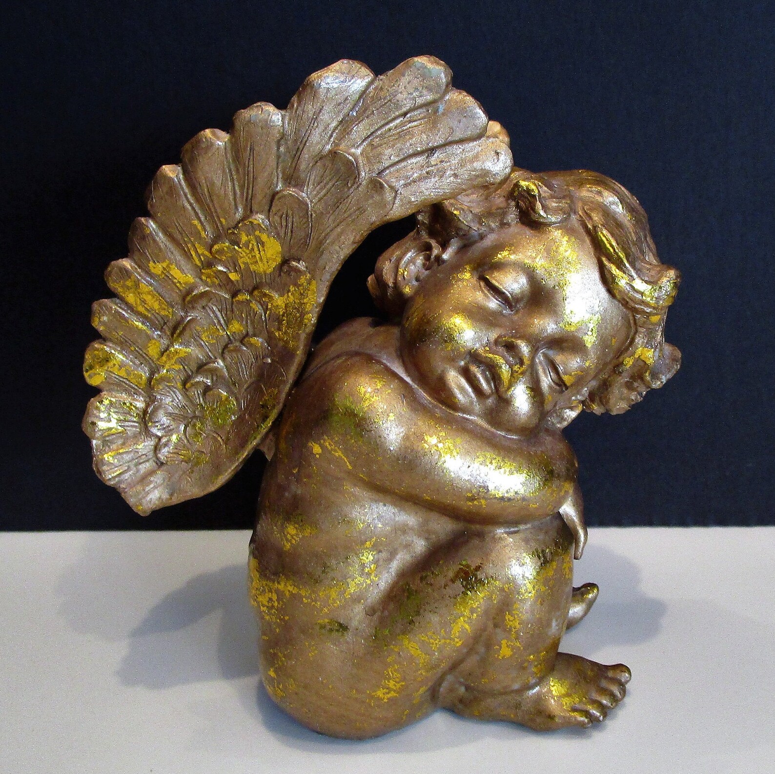 Gold Angel Statue Cherub Statue Resin Cherub Angel Décor Etsy