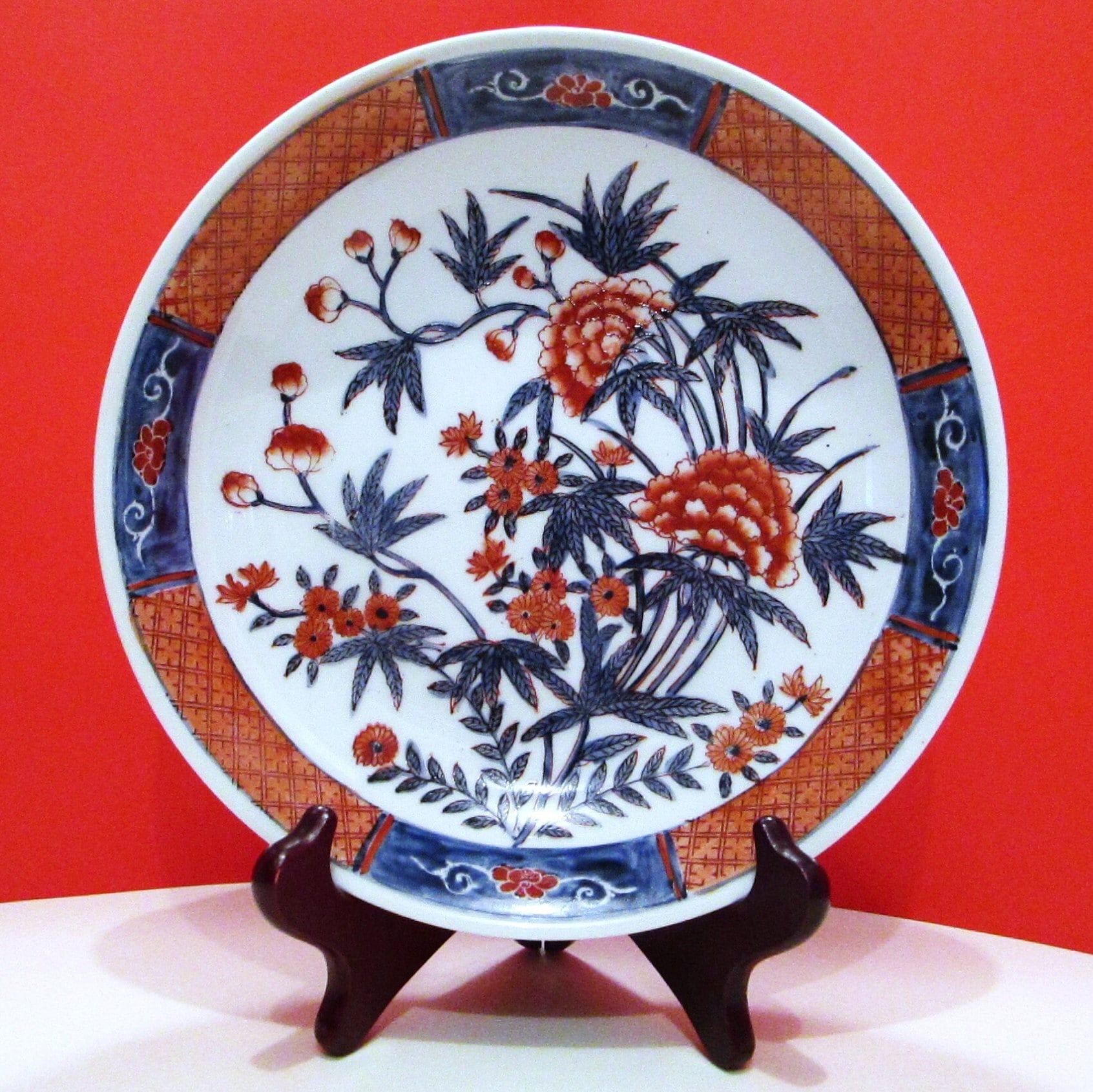 手彩入り日本製磁器ボウル：オレンジとブルーの花模様 - Etsy 日本