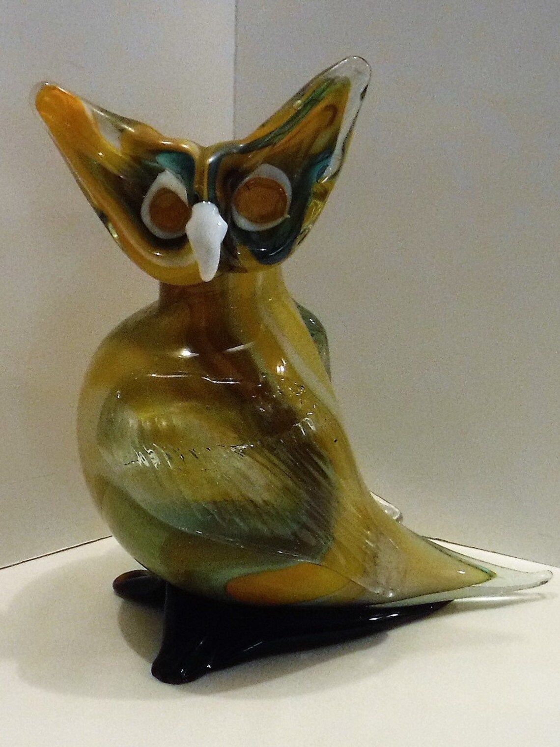 Glass Owl Owl Vase 8 1/2 Inches Tall Large Hand Blown Art Etsy