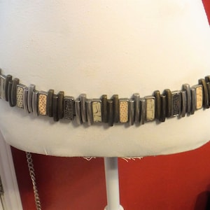 Bohemian Belt, Boho Silver Metal Chain Belt Adjustable, Bohemian BOHO Belt, Faux Retile Belt, Silver Metal Boho Belt  43 in. long Adjustable