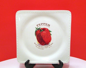 Retro Red Pepper Dinner Plate: Roudabush's Seed Store Farmhouse Decor