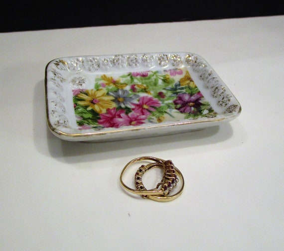 Trinket Dish, Sink Bedside Ring Dish, Floral  Tri… - image 3