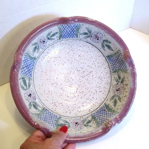 Grand bol en poterie signé NR Gertig, bol en poterie 9 3/4 pouces de diamètre, bol en poterie Gertig tourné, bol de service bibelots Catchall