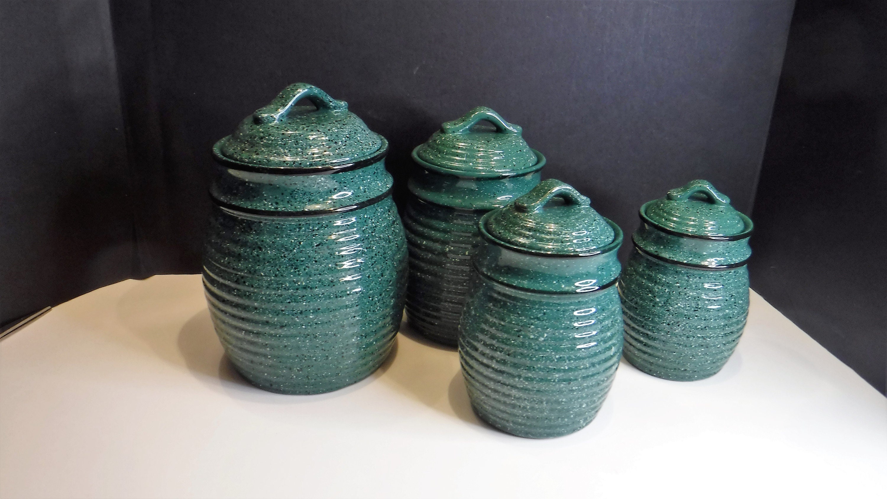 Jar Canister Container Green Ceramic Jar Canister 8 in Green Etsy