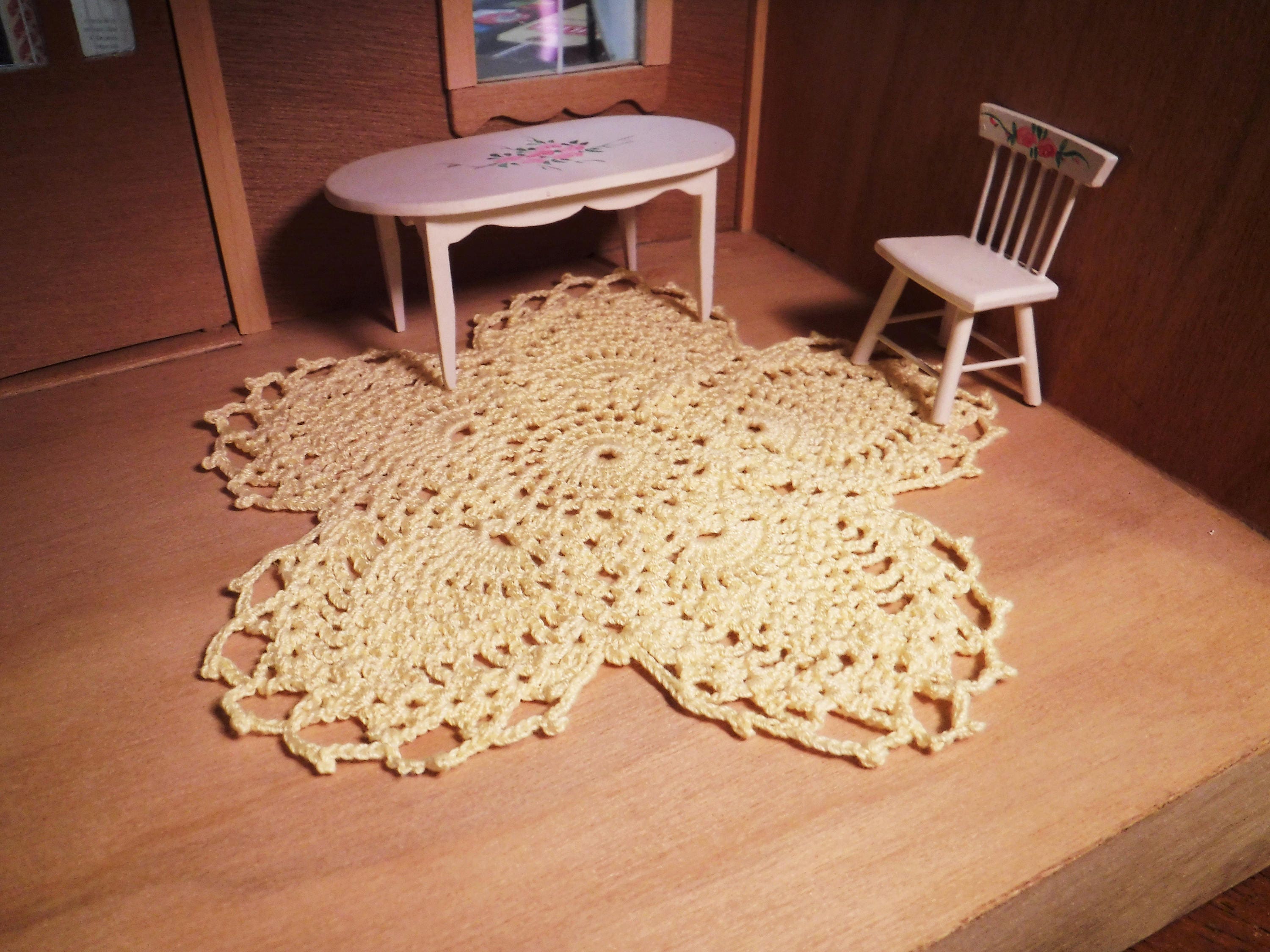 Crochet Doilies Miniature Crochet Dollhouse Rug Miniature Etsy