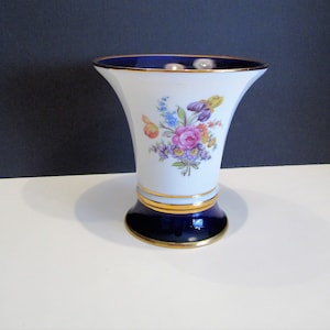 Czechoslovakia Vase, Royal Dux Bohemia Vase, ROYAL DUX Bohemia Roses Hand Painted Porcelain, Free shipping, Royal Dux Bohemia Cobalt Blue