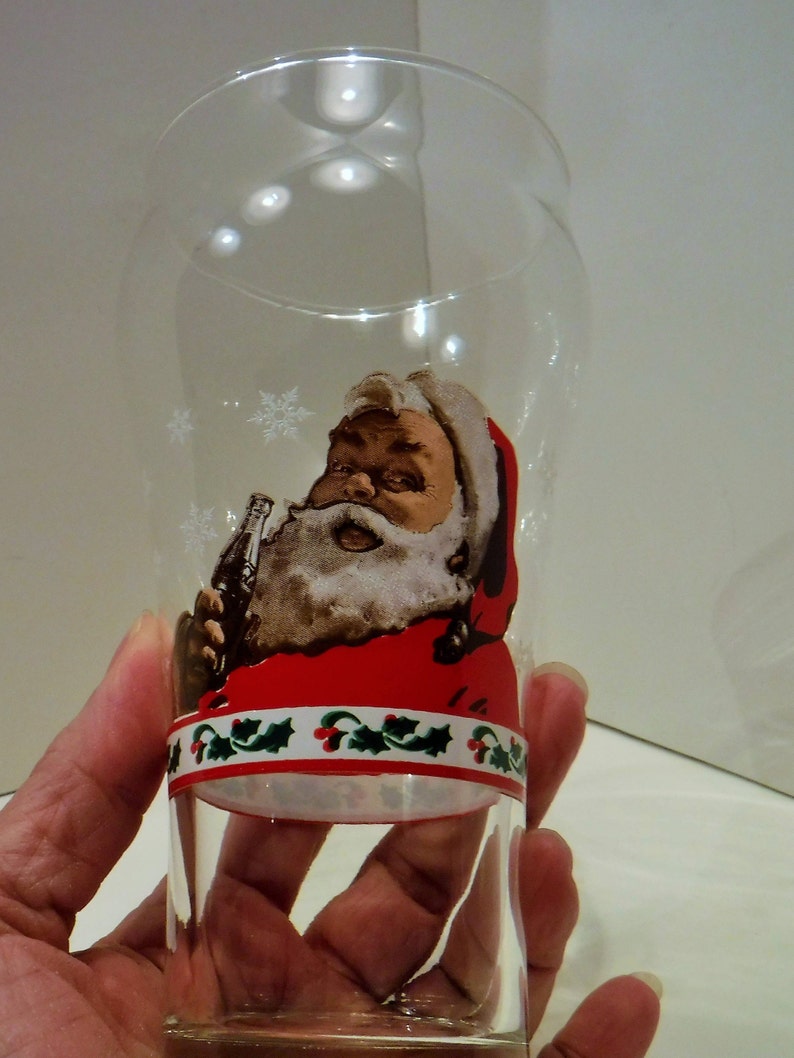 Coca Cola Santa Claus Glass Christmas Glass Coke Trademark Coca Cola Glass Enjoy Coca Cola Christmas Glass Collectible Coke Glass
