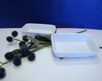 Retro White Soap Dish Set: His & Hers Vintage Trinket Holders