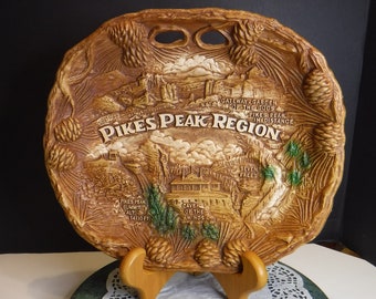Vintage Pikes Peak Souvenir Tray: 1960s National Park Decor