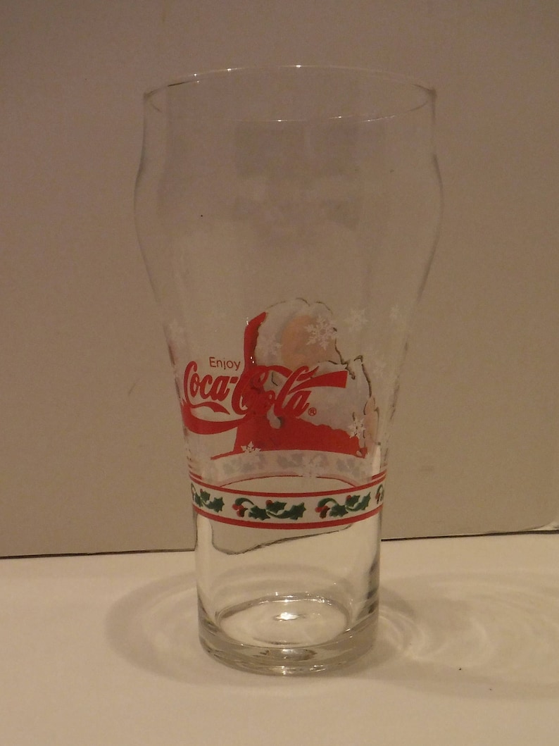Coca Cola Santa Claus Glass Christmas Glass Coke Trademark Coca Cola Glass Enjoy Coca Cola Christmas Glass Collectible Coke Glass