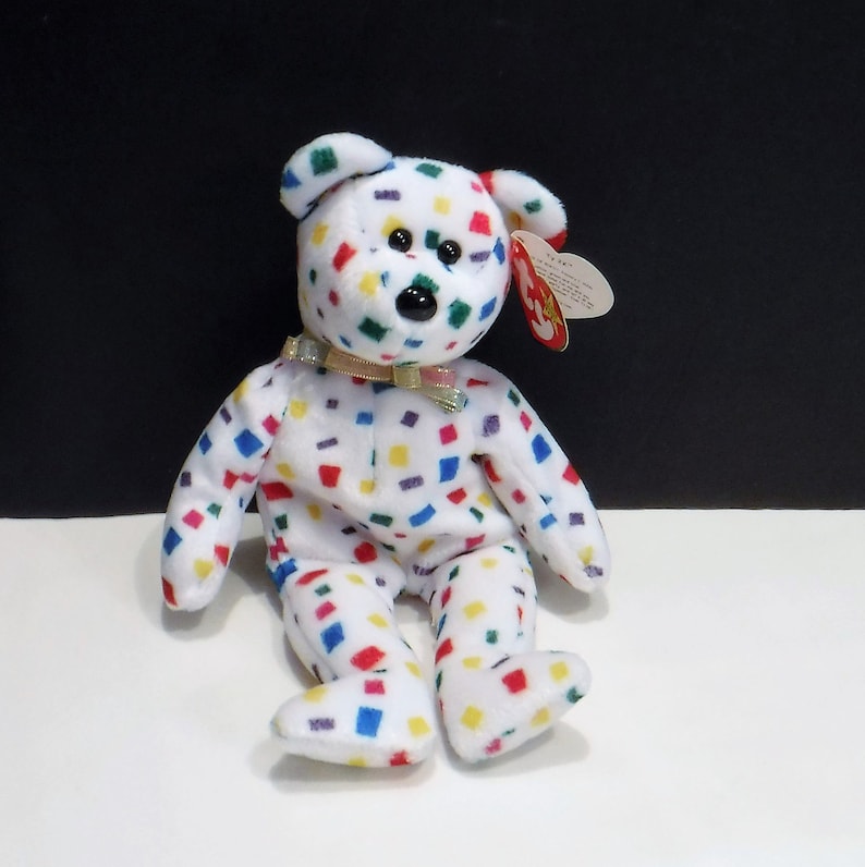 Y2K Ty Beanie Babies Confetti Bear TY 2K Rare Beanie Baby Etsy