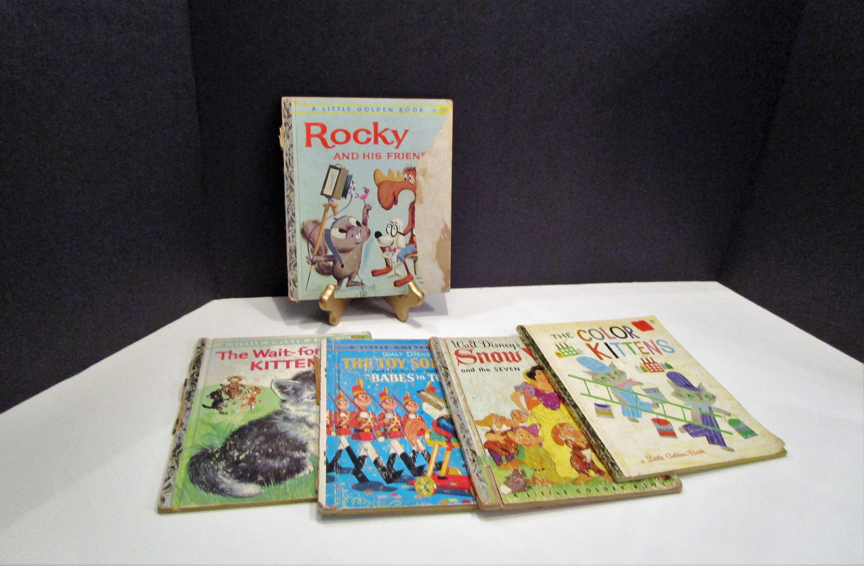 Antique Childrens Books, Antique Little Golden Books, Walt Disney's Books, Snow White, Toy Soldiers Babes in Toyland, Color Kittens, Rocky,M
