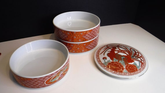 3 Tier Colorful Asian Porcelain Jewelry Trinket B… - image 7