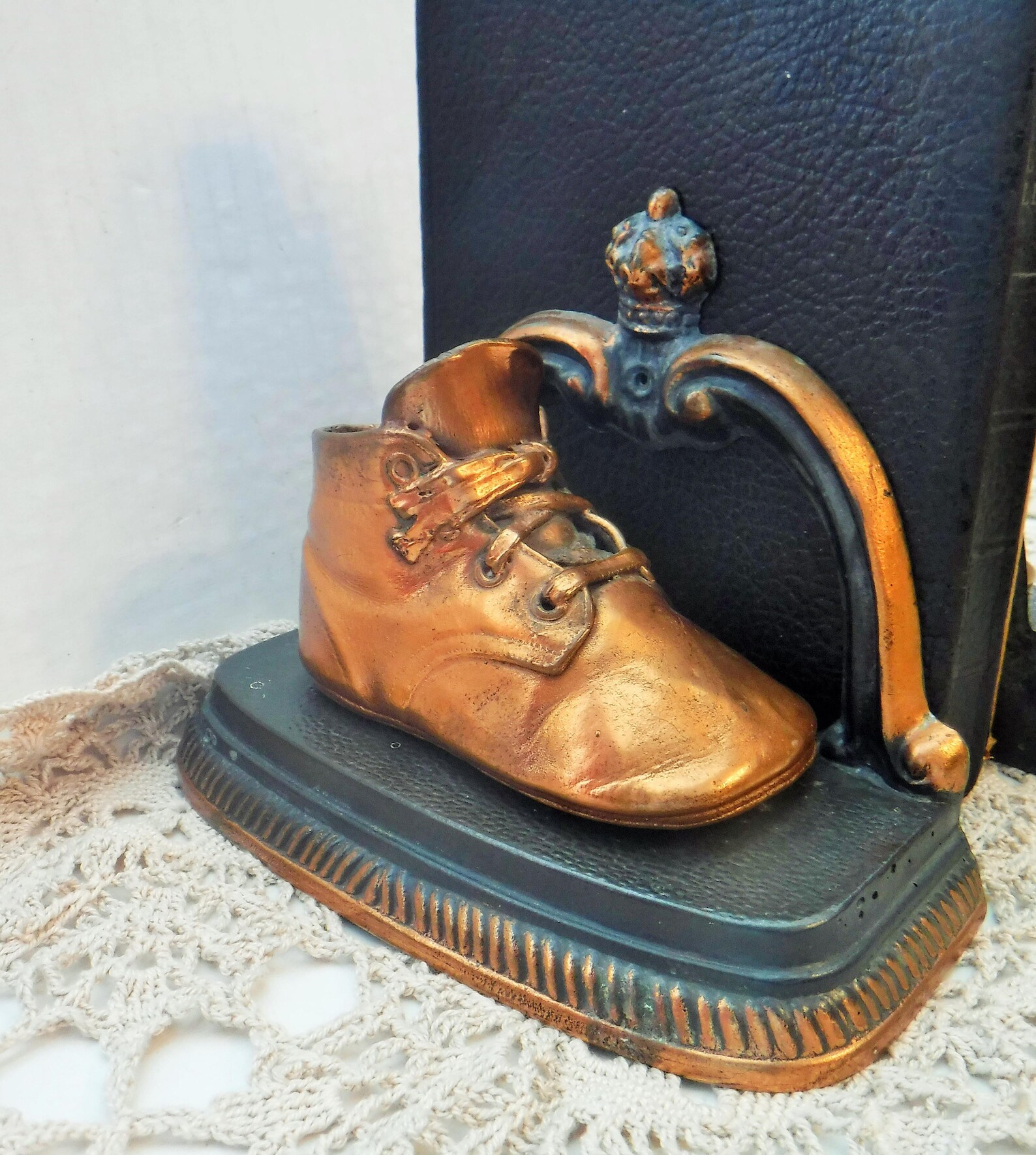 Bookends Antique Baby Shoe Bookends Unique Nursery Bookends Etsy