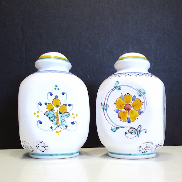 Jura Vanya Pottery Salt Pepper Shakers, White Blue Kitchen Table,Jura Vanya Pottery Keramik Czech Republic Hand Painted Shakers Pottery, MER