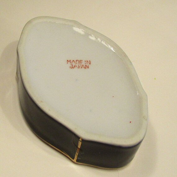 Cobalt Trinket Box: Victorian Ladies Scene, Gold … - image 6