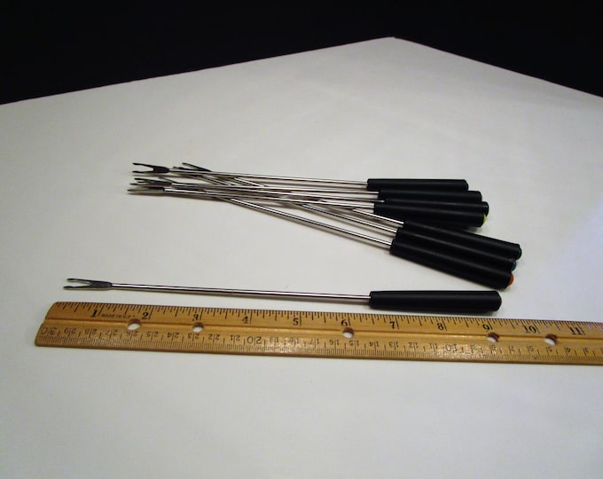 Vintage Fondue Forks Set, 8 Piece Plastic Handles Fondue Forks Set