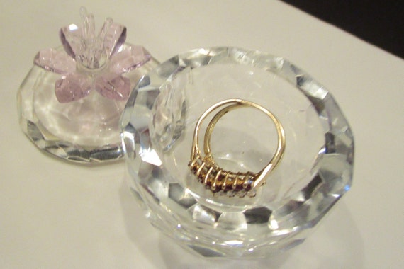 Crystal Ring Holder Box, Crystal Jeweled Box, Cry… - image 9