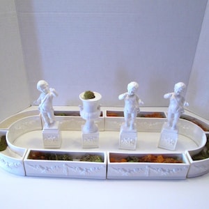 Vintage Lenwile Ardalt Porcelain Cherub Planter Set, Japan Artware