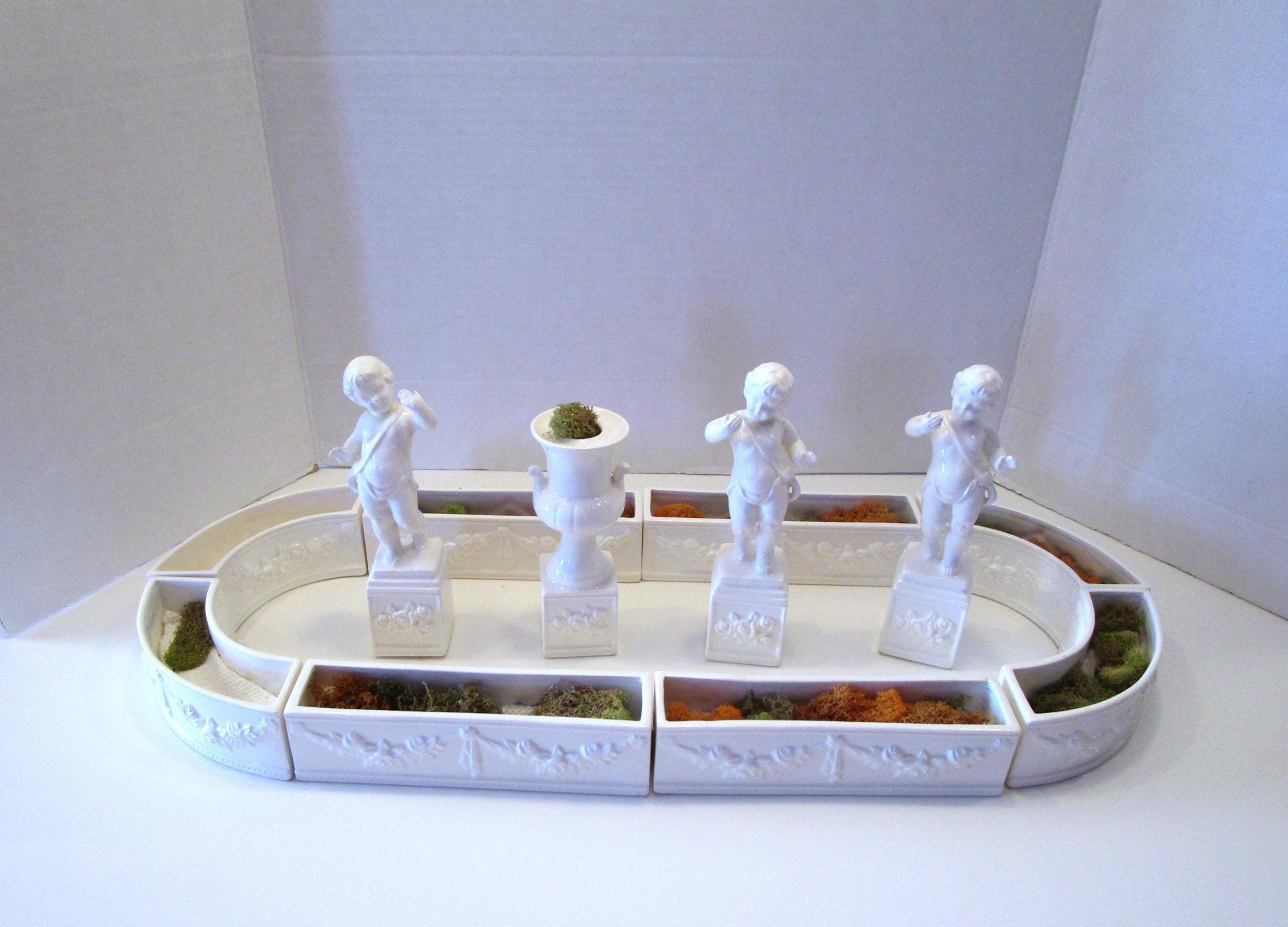 Vintage Lenwile Ardalt Porcelain Cherub Planter Set, Japan Artware