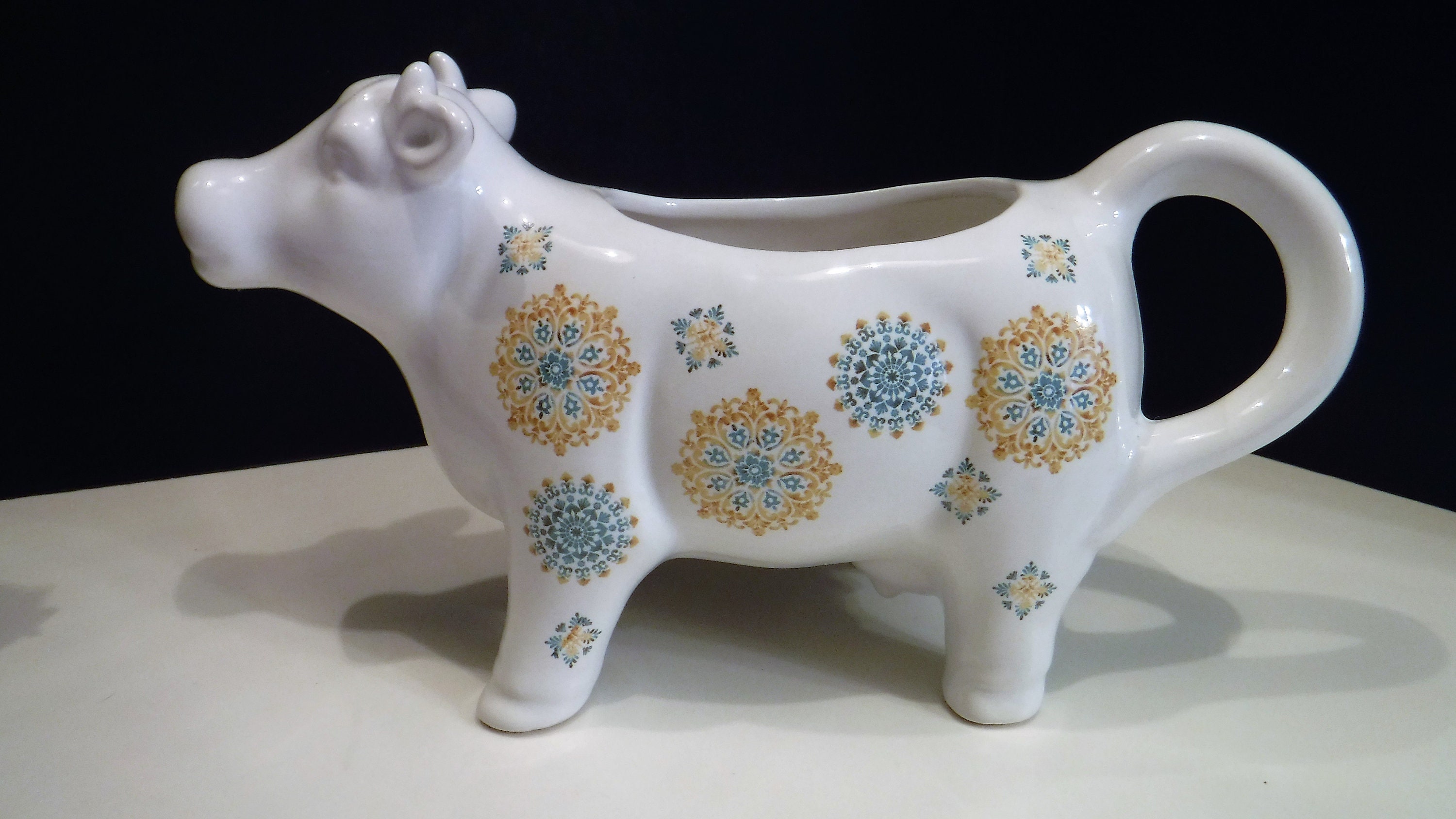 Cow Creamer Larger Ceramic Cow Creamer Bohemian Colors Farm Etsy