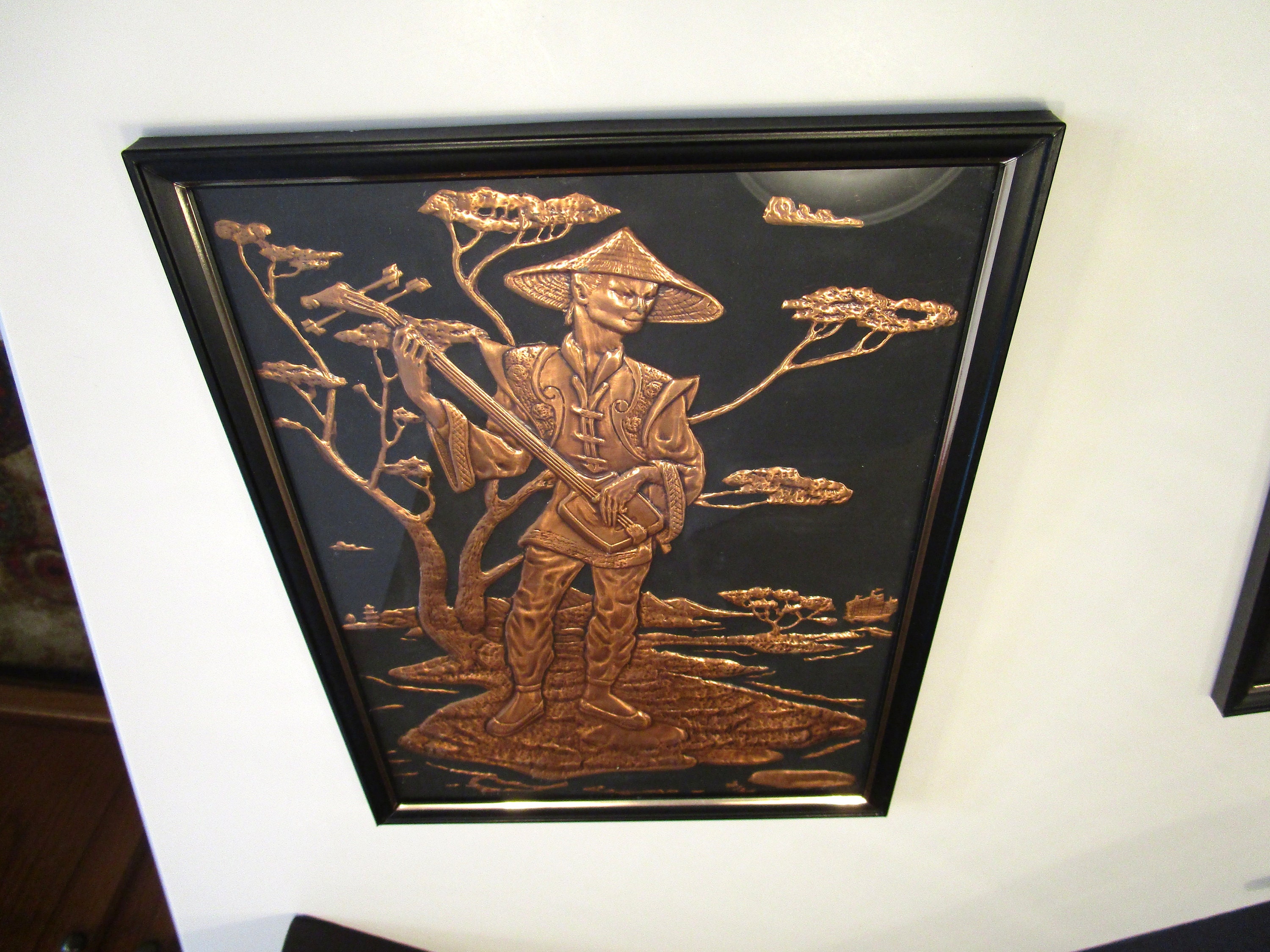 1950s MCM Copper Embossed Oriental Man Wall Art - Etsy