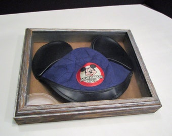 Vintage Framed Mickey Mouse Club Hat, Blue Felt, Disney Collectible