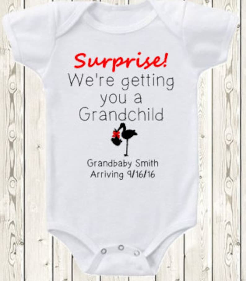 Pregnancy announcement for grandparents reveal idea for grandma grandpa great grandparents aunt and uncle ONESIE \u00ae brand bodysuit or shirt