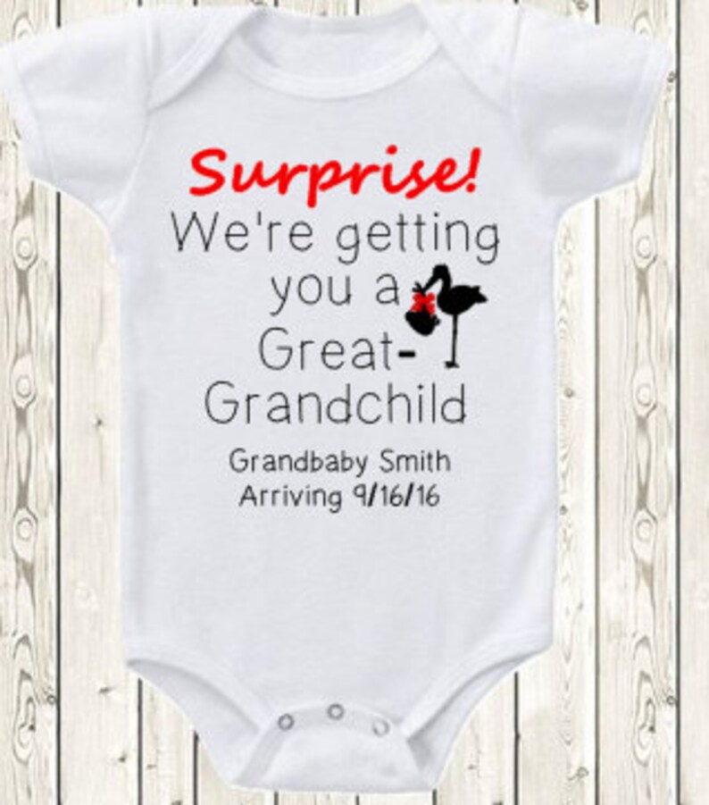 Pregnancy announcement for grandparents reveal idea for grandma grandpa great grandparents aunt and uncle ONESIE \u00ae brand bodysuit or shirt