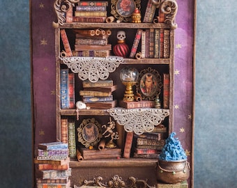Miniatuurdioramabibliotheek, Shadowbox Art, Book Nook Diorama