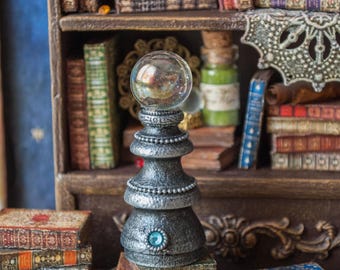 Miniature Dollhouse Crystal Ball, Halloween Witch Fortune Teller Prop