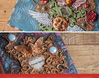 Decoupage Wooden Jewelry Box Set, Fairycore Keepsake, Labradorite Accents