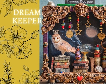 Shadow Box Diorama met kerkuil, Altered Shadowbox Art, Book Nook, Wizard Diorama