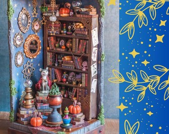 Miniature Potion Room Diorama: Wizard's Library Book Nook