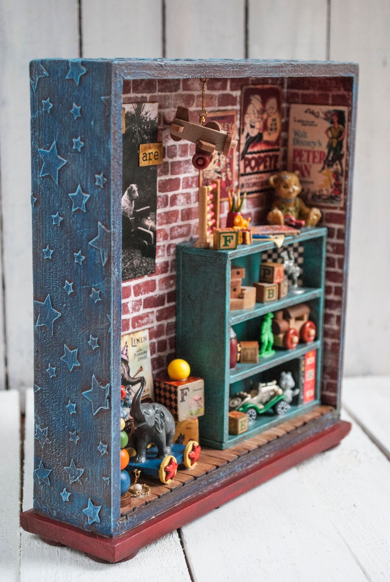 Vintage mixed media shadow box diorama altered art box Etsy