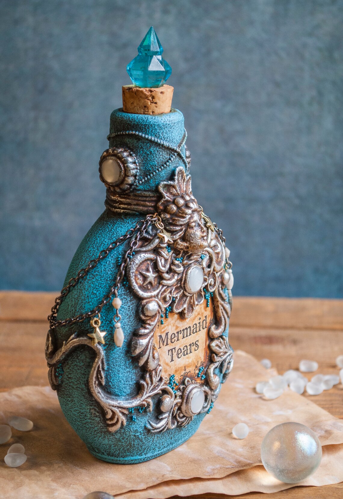 Mermaid Tears Altered Bottle Art Siren Tears LARP bottles | Etsy