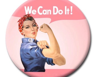 PINK Rosie the Riviter" We can do it! pinback button