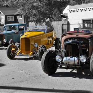 3 Vintage Cars Photography, Black and White Wall Decor, Gift for Him