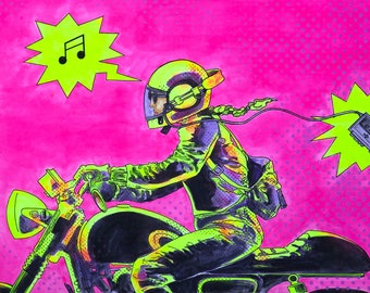 CASSETTE - Retro Triumph Cafe Racer (13x19in)