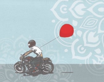 Balloon - Triumph Bonneville Cafe Racer (13x19 in)