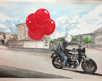 Spencer - Triumph Speed Twin Cafe Racer (13x19 in)