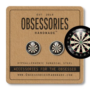 Dart Board Dartboard Stud Earrings Post Jewelry Darts Gift Target Playing Throwing Darts Game Player Competition Board Room Pub Bar & Beer