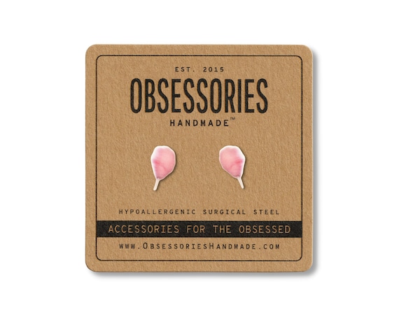 Pink Cotton Candy Earrings Stud Earrings Post Earrings Candy Jewelry Candy Accessories Miniature Food Kitsch Kitschy Kawaii Candy Gift Idea