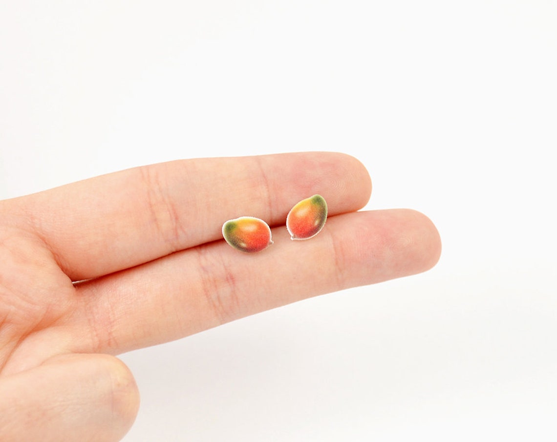Mango Fruit Earrings Tropical Fruit Stud Earrings Fruit Post Etsy